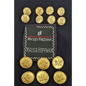 Hickey freeman Shield Crest metal Gold set 14 replacement Blazer Jacket Buttons